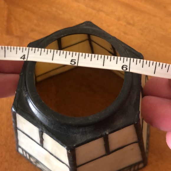 Ceiling Light Six-Sided Slag Stained Glass Shade 5”x5.5” - Picture 4 of 5